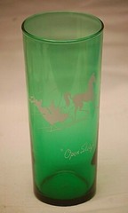 Anchor Hocking Forest Green Ice Tea Glass Tumbler Open Sleigh Old Vintage MCM