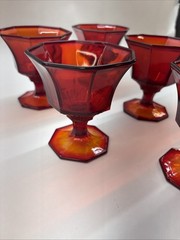 Vintage Independent Crystal Octagonal Red Wine Glass Set Of 4