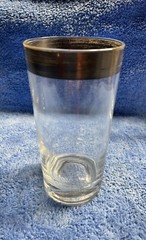 VTG Set of 4 Silver Colored Rim High Ball Tumbler Glasses
