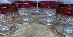 Indiana Glass Colony Ruby Red Thumbprint Footed Sherbet 3″ Set Of 4 Original Box