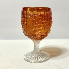 Imperial Carnival Glass Vintage Grape Water Wine Goblet Clear Stem, 5.5 Inches
