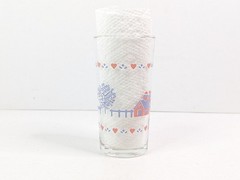 Clearly Glass Tumbler 11 oz 5.25″ Farmhouse Trees Hearts Rustic Fence Libbey New