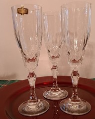 Goblets Nobility pattern Kristal Zajecar Yugoslavia 3pc set Vintage Upscale
