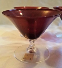 Glasses Morgantown Low Sherbet Champagne Ruby Red Flared Set of 4