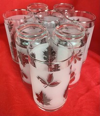 Silver Leaf Glassware by Libbey Frosted Foliage 1953-1978 Wine & Tumblers (16)