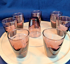 Vintage Amethyst Juice Glasses Set Of 8-Libbey Hand Blown Wavy Glass 4oz