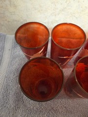 Vintage Anchor Hocking Ruby Red Royal Wild Geese And Cattails Tumbler Set Of 7