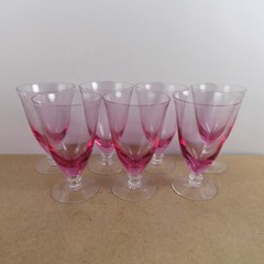 7 Tiffin Franciscan Wistaria Pink Iced Tea Footed Glass Stem 17477 VGC 5-7/8″