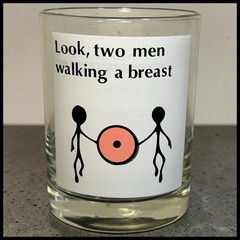 Vintage 1960s MCM Novelty Cocktail Glass Walking A Breast Adult Humor Barware