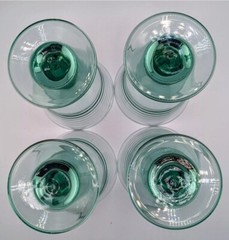 4 Vtg 90s Libbey Sirrus Spanish Green Glass Stemmed Water Goblets Ribbed EUC