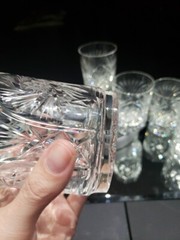 7 Tumblers DOF 4″ Glasses fans Pinwheel buzzstar crystal Leanore American Cut