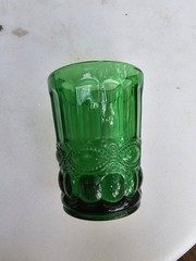 Antique Emerald Green Glass Thick Tumbler Barware Collectible 4″