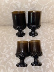 4 Vintage Franciscan Goblets, Madeira Smoke Brown Glass Renaissance HEAVY