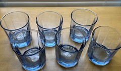 6 PC VTG Anchor Hocking Light Blue Essex Reflections 10 oz On The Rocks Glasses