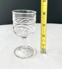 VTG Set of 4 Halley’s Comet Pattern Antique Cordials Glasses EAPG Pressed Glass