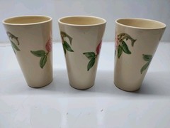 Vintage Franciscan Desert Rose Hand Decorated set of 3 Milk Tumblers, 10 ounces