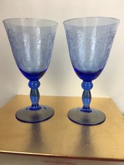 Antique Etched CRYSTAL Champagne glasses, Cocktail glasses, Set of 2