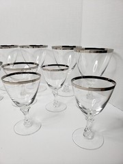FOSTORIA WEDDING RING PLATINUM BAND STEMWARE VINTAGE Mid-Century Lot of 14 EUC
