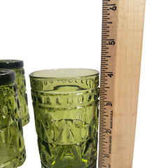 Vintage Indiana Colony Park Lane Juice Cups Avocado Green 4″ Glasses Set of 4