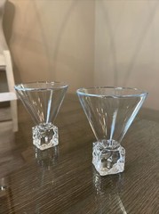 Vintage Disaronno Square Base Melting Ice Cube Martini Cocktail Glasses Set of 2