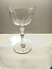 VTG Libbey Rock Sharpe Optic Fernwood Cut #2010 Champagne Sherbet set of 3