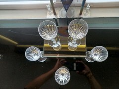 Set of (5) Rogaska Crystal 5 1/4” Tall Soho Pattern Cordial Glasses.