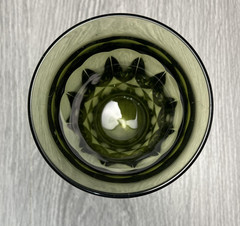 Olive Green Pressed Glass Tumbler Drinking Glass Textured Panel Design Decor