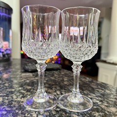 Set Of 2 CRISTAL D’ARQUES France Longchamp 24% Lead Crystal Wine Glasses 6.5”’