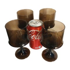 Vintage Set of 4 Libbey Impromptu Tawny Stemmed Wine Glasses 8oz Brown EUC