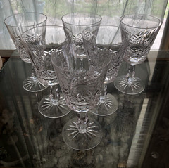 Set Of 6 Waterford Crystal Kenmare Water Goblet / Wine Glasses 6 3/4″ H MINT!