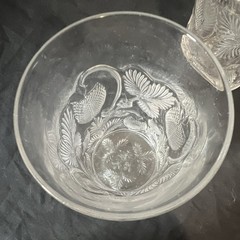 Set of 2 Clear Pressed Glass Tumbler Glasses Strawberry Fruit & Leaf Embossed