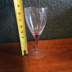 Pier 1 Ruby Red Tear Drop Filament Stem Wine Glass 8.5″