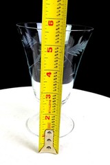 Elegant Glass Clear Etched Leaf Pattern 2 Piece 5 3/4″ Iced Tea Glasses 1930-