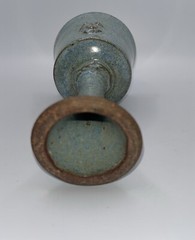 One Goblet Chalice Cup Ceramic Stoneware Art Pottery Blue Grey 6”