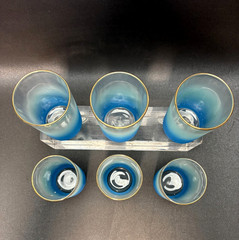 VTG West Virginia Glass Blendo Frosted Pitcher & 6 Tumblers Set + 5 Glasses