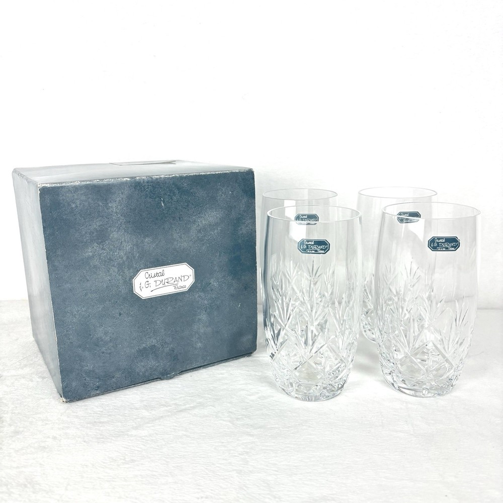 Vintage Crystal Highball Glasses Cristal d’Arques/J. G. Durand Orion Set 4 NIB