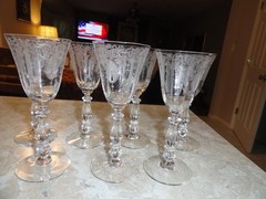 Set of 7 Cambridge Candlelight 5 5/8″ # 3776 – 3 1/2 oz. Wine Goblets