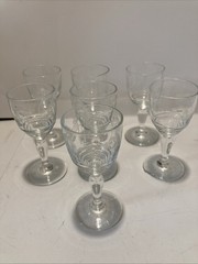 vintage etched glass cordial glasses Set Of 7