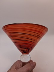 Vintage Pier 1 Imports Hand Blown Martini Glass Multicolor Art Glass Barware
