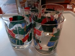 HTF Golf Culver Double Old Fashioned Themed Glasses Hand Silk Screened VGC W Box