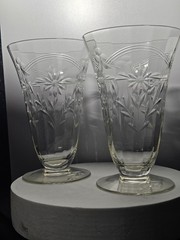 Pair (2) Elegant Cut Class Iced Tea Unkown Maker Great Cutting Excellent Cond.