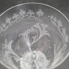 Rare HTF Central Glass Works Floral Trumpets Water Wine Paneled Goblet Glass(es)