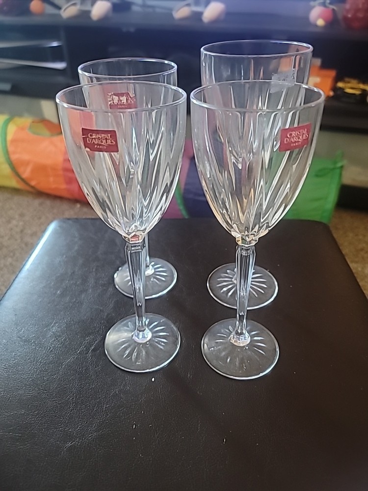 Set of four Cristal D’Arques «Monterey» Water Goblets Glasses 8 3/4″
