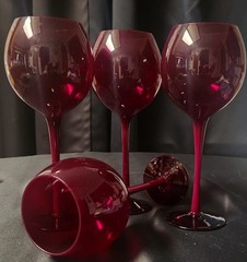 Crystal Ruby Red Long Stem Elegant Goblets – Set of Four