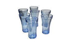 Vtg 70s NOS Set of 7 Indiana Recollection Madrid Blue Drinking Glasses free ship