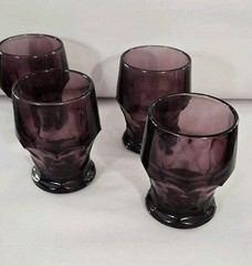 Set 4 Viking Amethyst Purple Georgian Glasses Honeycomb 4.25″ Tall