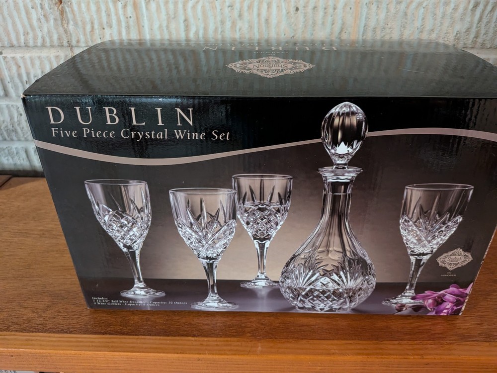 Crystal Wine Decanter and Glass Set (5 Pieces) – Made in Slovakia NEW