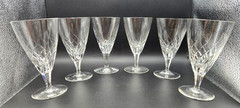 Set of 6 MINT! Josair Crystal JOS15 Clear Swirl Cut 5.25″ Wine Glasses Signed JH