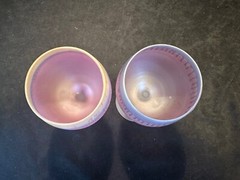 Hand Painted Frosted Hebron Drip Purple Pedestal Wine Cordial Glasses Set of 2