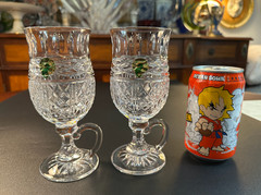 RARE Pair of Stunning WATERFORD CRYSTAL Book of Kells 6.5″H Irish Coffee Glasses
